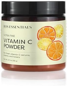 Bos Essentials Ultra Fine Vitamin C Powder, 100% Pure Ascorbic Acid, Non-GMO, Cosmetic-Grade, Dissolves Instantly for DIY Serums, creams, and toners