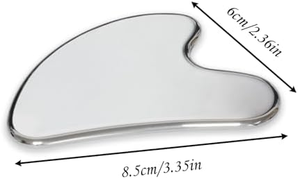Stainless Steel Gua Sha Facial Tools Guasha for Face Metal Gua Sha Tighten Skin Massage Guasha Beauty Tool for Body Eyes Neck Massager with Travel Pouch Skin Care Gifts (Silver)