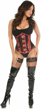 Daisy corsets Women's Top Drawer Metallic Pvc & Fishnet Steel Boned Under Bust Corset