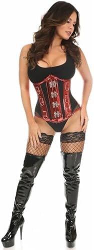 Daisy corsets Women's Top Drawer Metallic Pvc & Fishnet Steel Boned Under Bust Corset