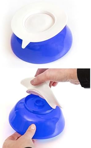 pekokavo 5.8" Anti-Spill Suction Bowl for Seniors, Non-Slip No Tip Adaptive Feeding Bowl for Elderly, Disabled Adults, or Parkinson's, Pack of 2 (Blue Bowls)
