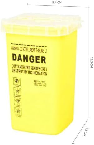 Portable Sharps Container for Beauty Salon,Needle Disposal Bin for Professional Labs and Home Use,Small Containers for Outdoor (Yellow)