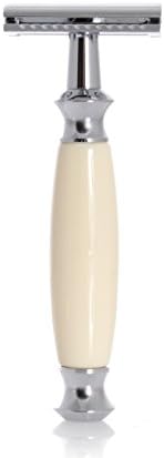 GOLDDACHS Shaving Set, Safety Razor, Finest Badger, White/Silver