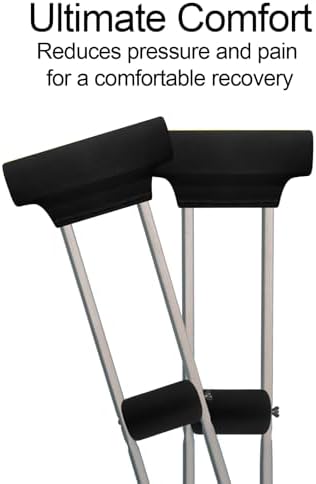 Underarm Crutch's Pad and Hand Grip Covers Universal Forearm Handle Padded Cushion Sets Accessories for Crutches (Black)