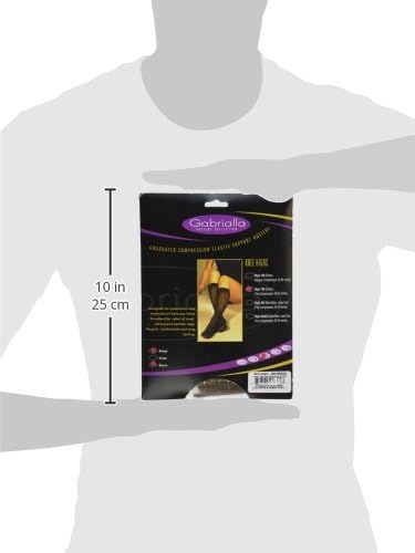 GABRIALLA Sheer Graduated Compression Knee High Stockings 2 Pack (23-30 mmHg) H-180: Large Beige Black
