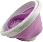 SAMMART Collapsible Plastic Bucket - Foldable Round Tub with Handle - Pop Up Saving (White/Pale Purple, 5.5L)