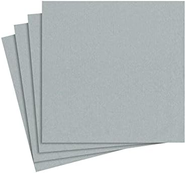 Caspari Paper Linen Solid Cocktail Napkins in Silver - Two Packs of 15
