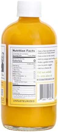 Raw Organic Fermented Probiotic Gut Tonic, "Golden" Variety [Vegan, Gluten Free, Non-GMO, Probiotic] 14oz Glass Jar by Wise Goat Organics