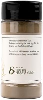 Olive & Vine Peppermint Leaf Powder, Refreshing Flavor, For Teas & Desserts, Rich Tradition, Authentic Taste, For Global Recipes (1.6 Ounce)