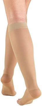 Truform Sheer Compression Stockings, 15-20 mmHg, Women's Knee High Length, Open Toe, 20 Denier, Nude, 3X-Large