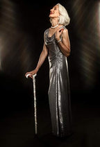 “Silver Screen” Lightweight Crystal Rhinestone Bedazzled Fashion Cane - Fashionable Wooden Bling Walking Stick for Balance Assistance