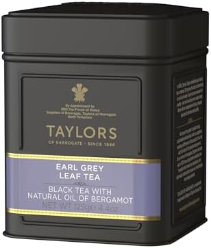 Taylors of Harrogate Earl Grey, Loose Leaf, 4.41 Ounce Tin Caddy (Pack of 1), Fragrant, Delicate & Light, Caffeinated, Premium Whole Leaf Tea