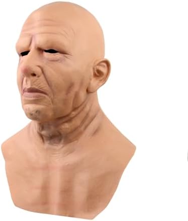 Realistic Old Man Mask Bald Man Humen Face Masks Wrinkle Full Head Mask Halloween Masquerade Costume Props