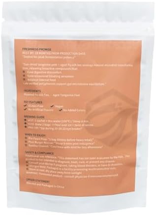Tangerine Peel Puerh Tea Bags - Chenpi & Puer Herbal Blend for Digestive Aid & Wellness, Ripe fermented Tea with Natural Mandarin Aroma, Traditional Chinese Tea 2.12oz 20 Bags, AeroMind CloudTrade