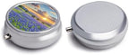 Texas Bluebonnets Scenery Pill Box Portable Mini Travel Pill Organizer Holder 3 Compartment Decorative Round Pills Case Exquisite Daily Vitamin Container for Cod Liver Oil