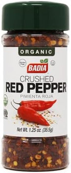 Badia Organic Crushed Red Pepper, 1.25 oz – Spicy Dried Chili Flakes for Cooking, Seasoning & Garnishing
