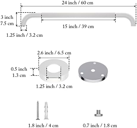 24 Inch Anti Slip Shower Grab Bar Oil Rubbed White 1.25" Diameter,Munzong Bathroom Grab Bar, Knurled Bathroom Balance Bar,Safety Hand Rail Support Handicap Elderly Senior Assist Bath Handle