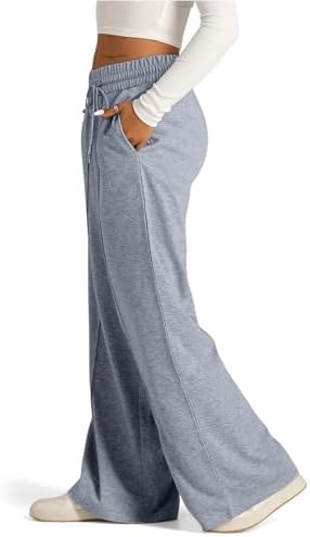 SOFIA'S CHOICE Wide Leg Sweatpants Women Drawstring High Waisted Pants with Pockets Jogger