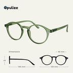 OPULIZE REY Reading Glasses for Women Men, Retro Round Frame with Spring Hinges, Matte Green, Red +1.50 (Pack of 2)