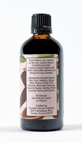 Thunder Canyon Mole Bitters, 3.4 oz (100 ml) Bold and Complex Infusion Inspired by the Deep and Complex Flavors of Traditional Mole for Classic Cocktails and Modern Mixology