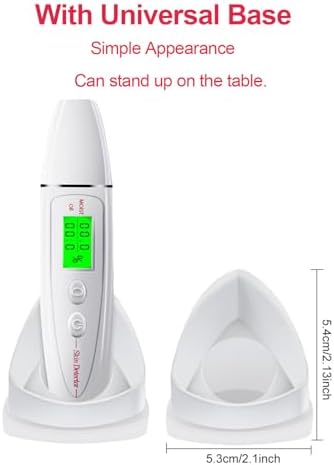 Skin Hydration Tester, Portable Skin Moisturizer Water Oil Tester ,Digital LCD Smart Display Skinly Hydration for Face Care Beauty (White)