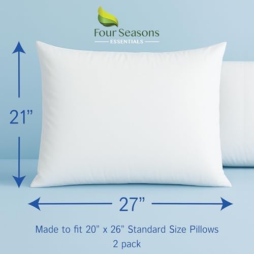 Standard Pillow Protectors (Set of 2) – Zippered Waterproof Pillow Covers Hypoallergenic Dust and Allergen Proof Pillowcase Encasement