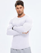 JMIERR Mens T Shirt Muscle Gym Long Sleeve Anti-Wrinkle Casual Workout T Shirts Longline Ribbed Shirts