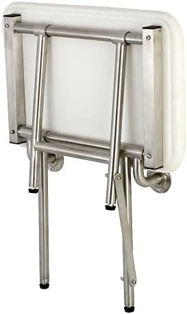 Kingston Brass KBSS2216P 22-Inch X 16-Inch Wall Mount Fold Down Shower Seat with Legs Support in Brushed Stainless Steel