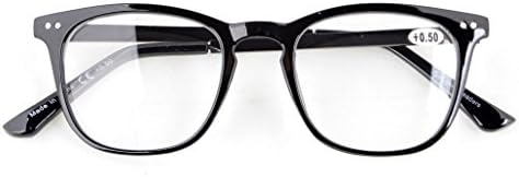 Eyekepper 5-Pack Retro Square Plastic Frame Metal Arms Reading Glasses Include Computer Glasses