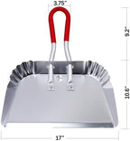 TOP DOG Metal Dustpan 17”, Aluminum Dust Pans Heavy Duty Does not Chip or Bend Sheet Metal Edge Flat Against Floor for Small Item Sweeping Rubber Coated Easy to Grasp Handle (1pcs)