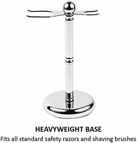 Parker Deluxe Chrome Safety Razor & Shaving Brush Stand – Weighted Chrome-Plated Display Stand for Safety Razors & Brushes (Handles up to 25 mm Knot Size)