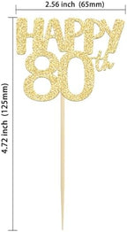 Gyufise 24Pcs Happy 80th Cupcake Toppers Gold Glitter Number 80 Cupcake Pick Decorations for 80th Birthday Celebrating Anniversary Party Cake Decorations Supplies