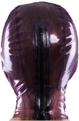 Latex Head Cover Transparent Purple Latex Face Hood Latex HeadMask Latex Mask for Cosplay Party Club Wear