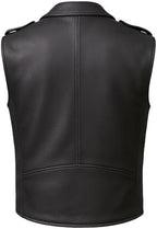 Jackets 4 Bikes Men's Classic Buffalo Leather Motorcycle Biker Vest | Vintage Cruiser Vest for Men, | Stylish Street Club Riding Black M