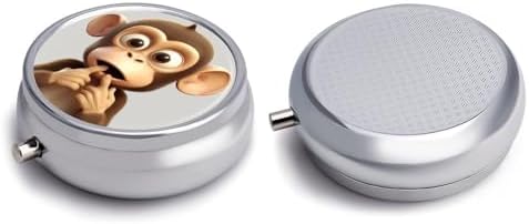 The Silent Monkey Pill Box Medicine Pill Organizer 3 Compartment Daily Pill Case Small Pill Container Round Pill Holder Travel Pill Box Metal Pill Case for Purse Pocket