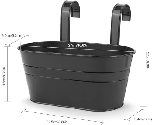 OGIMA 8pcs Hanging Planters Flower Pots, Metal Iron Wall Planter Indoor/Outdoor for Railing Balcony Garden Home Decoration with Detachable Hooks