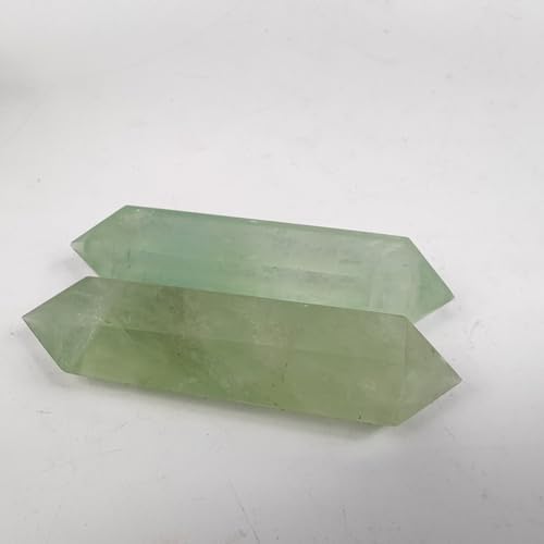 10cm Natural Crystal Tower Two Point Wand Obelisk 6 Faceted Crystals Point Chakra Stone Kit Home Decor Reiki Healing Gift (Green Fluorite)