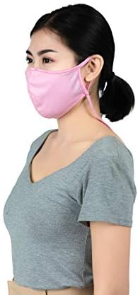LOFBAZ Cotton Cloth Face Coverings Adjustable with Nose Wire Washable Reusable with Filter Pocket