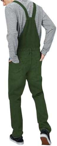 LONGBIDA Men's Denim Bib Overalls Relaxed Fit Fashion Jean Jumpsuit