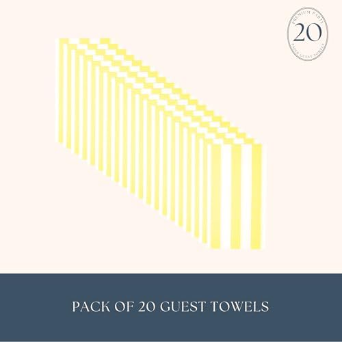 Bonjour Fete Yellow Cabana Stripe Paper Guest Towels | Large, Disposable, 3-Ply Napkins | Premium Party Supplies & Decorations | Holidays, Kids Themed Birthday Parties | Pack of 20, 4.25" x 7.75"