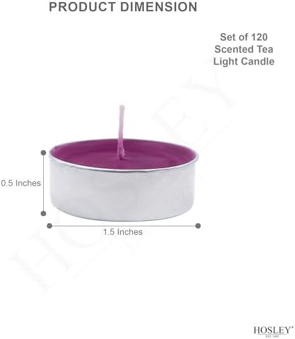 Hosley 120PCs Bulk Pack Black Cherry Fragrance Highly Scented Tea Light Candle. Ideal for Wedding Church Vigil Emergency Lanterns Spa Aromatherapy Party Reiki Candle Garden