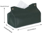 1PCS PU Leather Tissue Box Cover, Rectangle Facial Paper Organizer Dispenser, Modern Tissue Case Holder for Vanity Countertop Nightstands Living Room Office Desk Car (Dark Green)