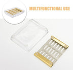 Cabilock Glass Soap Dish with Gold Stainless Steel Drain Tray, Bathroom Soap Saver and Sponge Holder for Shower, Kitchen Sink Counter Vanity Use