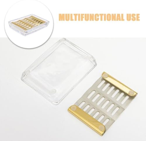 Cabilock Glass Soap Dish with Gold Stainless Steel Drain Tray, Bathroom Soap Saver and Sponge Holder for Shower, Kitchen Sink Counter Vanity Use