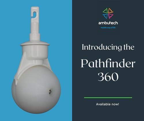 Ambutech Pathfinder 360° 2-Inch Rolling Ball, Rolls in Any Direction, Hook Style White Cane Tip for The Blind. It Makes a World of Difference. (Patent PA8/124,738).