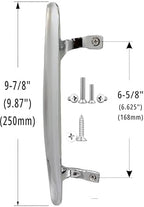 Sliding Patio Door Pull Handle,Diecast Zinc Alloy Heavy.Fits 6-5/8 inch Hole Spacing Diecast Durable and Beauty,Easy Installation,Sliding Glass Door Handle (02-Chrome Silver)