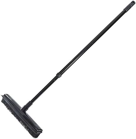 MSV Rubber Broom with Handle, Wood Blue, 30 x 10 x 120 cm