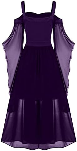 Halloween Dress for Women Renaissance Medieval Costume Sexy Lace Up Cold Shoulder Gothic Dress