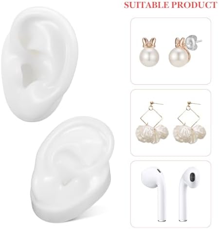 UKCOCO Silicone fake Ear, Model Soft Earmold Ear Displays Earphone Earrings Jewelry Show Props for Displays Practice Teaching Tool 1 Pair-