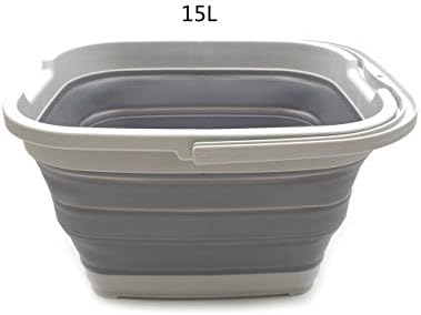 SAMMART 15L / 3.9 Gallons Collapsible Rectangular Handy Basket/Bucket (15L Rectangular, Dark Grey)